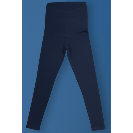 Legginsy ciążowe MAMA granatowe bezuciskowe z panelem getry wiosna lato