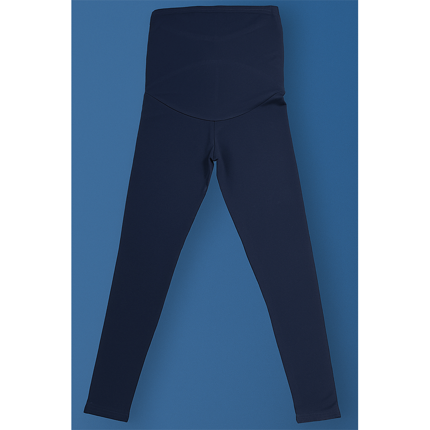 Legginsy ciążowe MAMA granatowe bezuciskowe z panelem getry wiosna lato