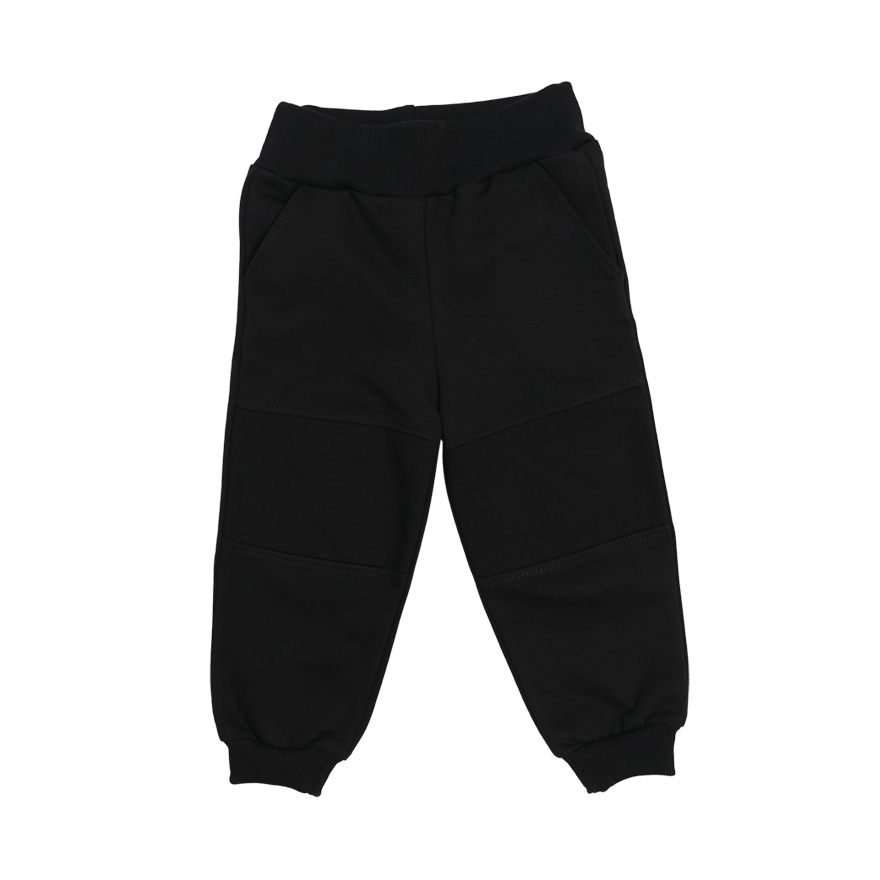 Spodnie dresowe SALTO czarne WZMOCNIONE KOLANA ze ściągaczami i regulacją w pasie