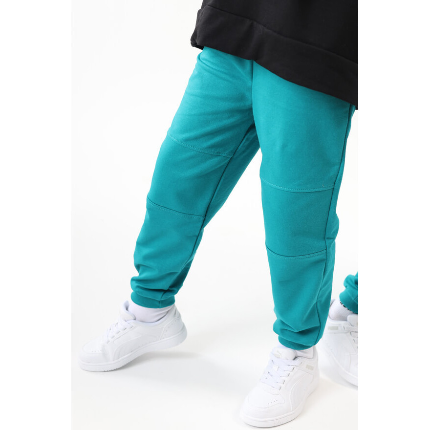 Spodnie dresowe SALTO petrol WZMOCNIONE KOLANA ze ściągaczami i regulacją w pasie