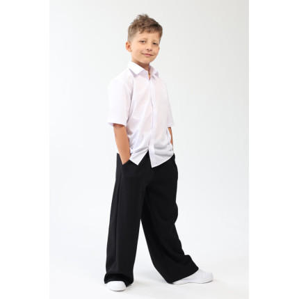 Spodnie eleganckie RICO czarne WIZYTOWE gładkie z prostymi, szerokimi nogawkami regulowane w pasie