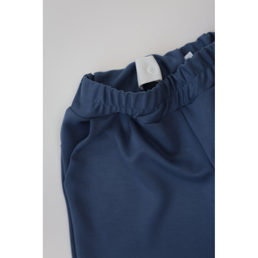 Spodnie eleganckie RICO jeansowe WIZYTOWE gładkie z prostymi, szerokimi nogawkami regulowane w pasie