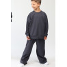 Spodnie dresowe ocieplane BEAT grafitowe NA MESZKU szerokie luźne nogawki regulowane w pasie