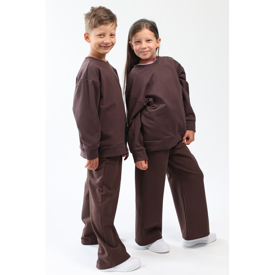 Spodnie dresowe ocieplane BEAT brązowe NA MESZKU szerokie luźne nogawki regulowane w pasie