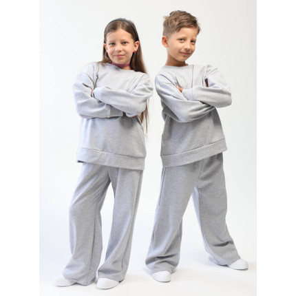 Spodnie dresowe ocieplane BEAT szare NA MESZKU szerokie luźne nogawki regulowane w pasie