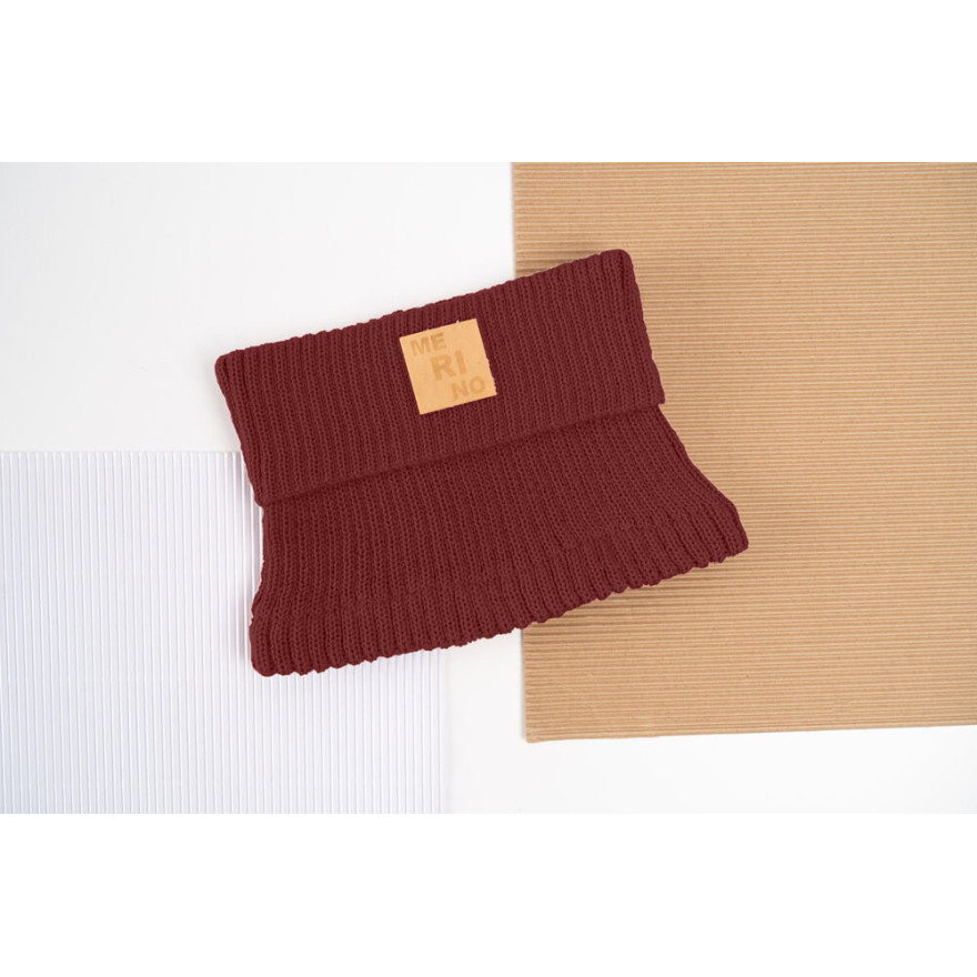 Merino komin bordowy dziecięcy 100% wełna one size jesień zima