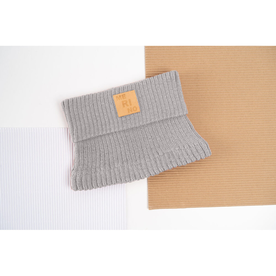 Merino komin szary dziecięcy 100% wełna one size jesień zima