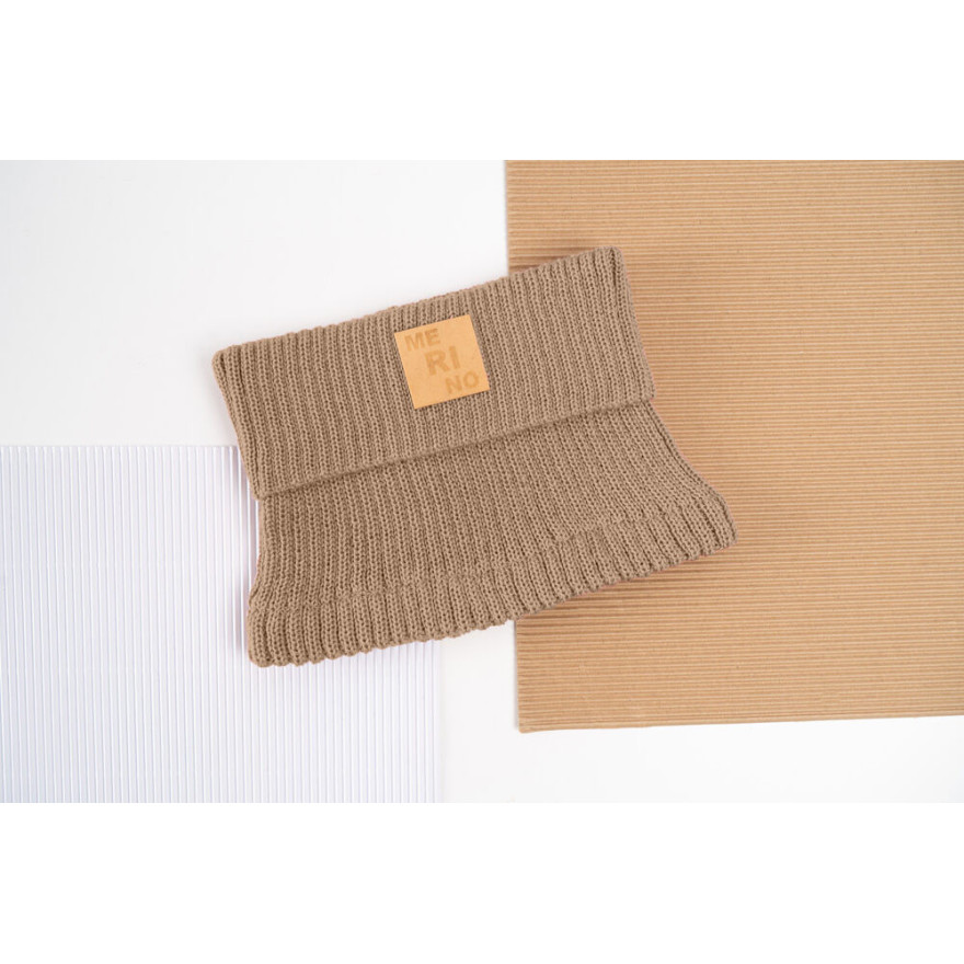 Merino komin ciemny beż dziecięcy 100% wełna one size jesień zima