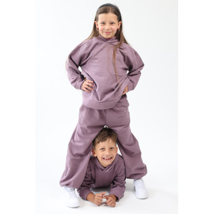 Spodnie dresowe ocieplane MOVE fioletowe NA MESZKU szerokie ze ściągaczami regulowane w pasie