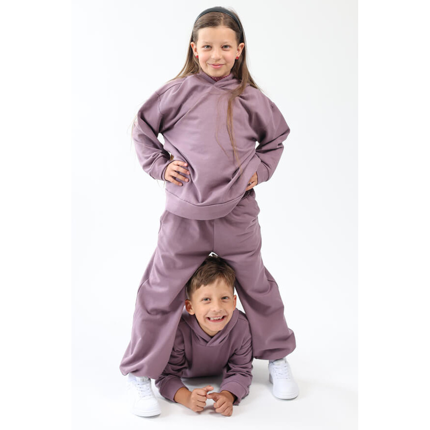 Spodnie dresowe ocieplane MOVE fioletowe NA MESZKU szerokie ze ściągaczami regulowane w pasie