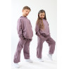 Spodnie dresowe ocieplane MOVE fioletowe NA MESZKU szerokie ze ściągaczami regulowane w pasie