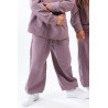 Spodnie dresowe ocieplane MOVE fioletowe NA MESZKU szerokie ze ściągaczami regulowane w pasie