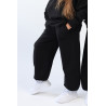 Spodnie dresowe ocieplane MOVE czarne NA MESZKU szerokie ze ściągaczami regulowane w pasie