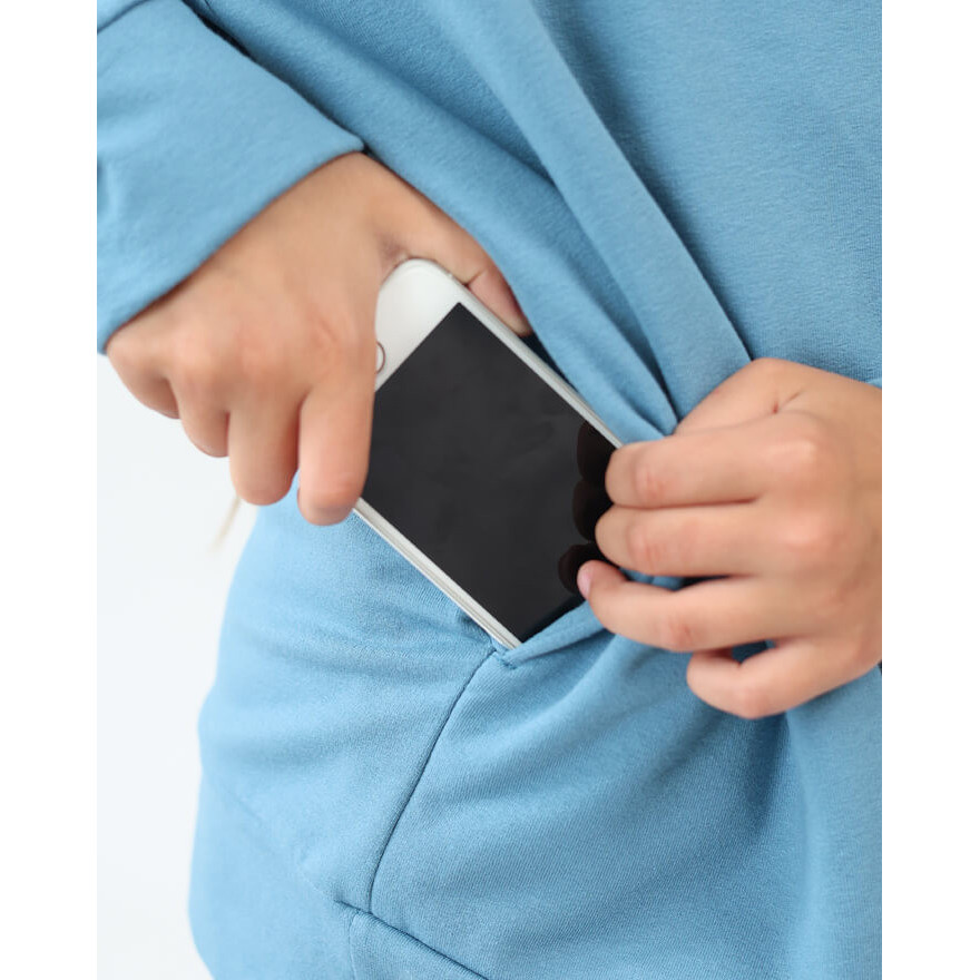 Bluza dresowa MOVE niebieska NA MESZKU Z UKRYTĄ KIESZENIĄ NA TELEFON