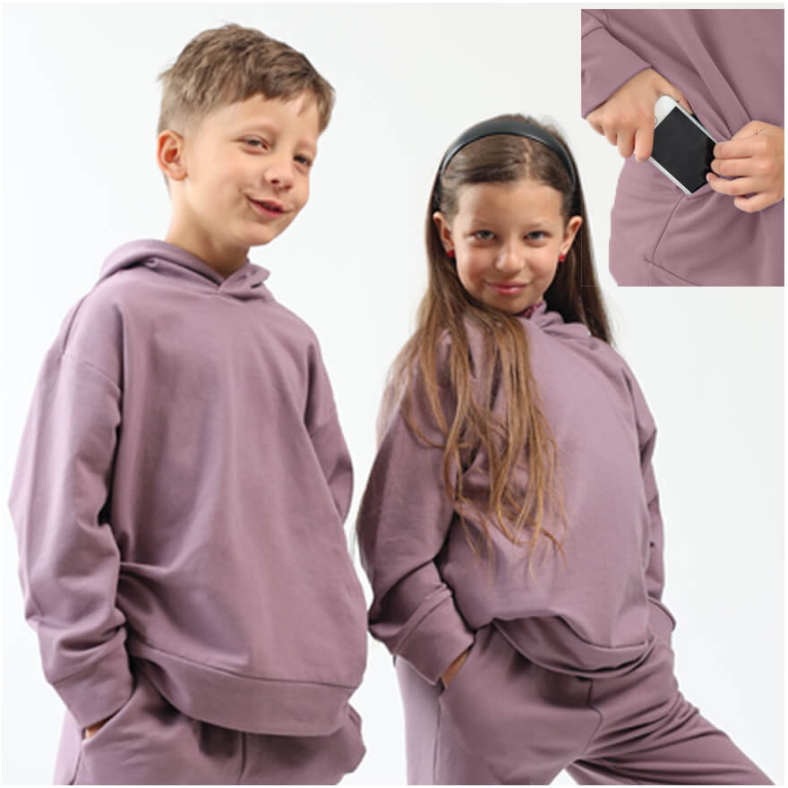 Bluza dresowa MOVE fioletowa NA MESZKU Z UKRYTĄ KIESZENIĄ NA TELEFON