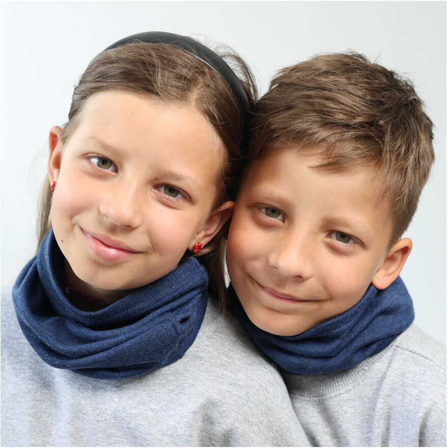 Komin COCO jeansowy MERINO dziecięcy gładki 100% wełna one size jesień zima