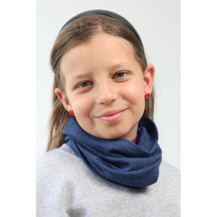 Komin COCO jeansowy MERINO dziecięcy gładki 100% wełna one size jesień zima