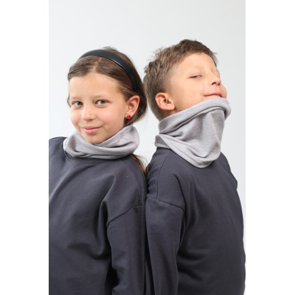 Komin COCO szary MERINO dziecięcy gładki 100% wełna one size jesień zima
