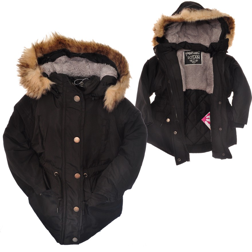 CZARNA KURTKA NA FUTERKU Z KAPTURKIEM