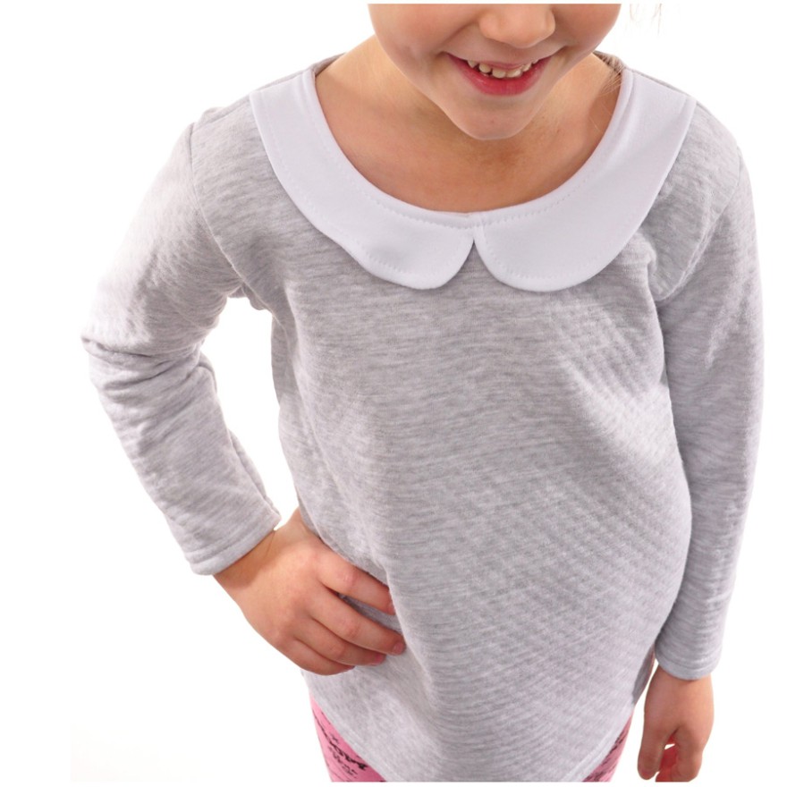 Szara BLUZECZKA pikowana z kołnierzykiem