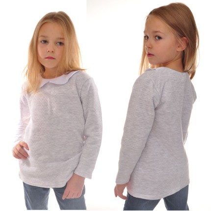 Szara BLUZECZKA pikowana z kołnierzykiem