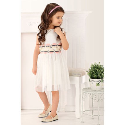 SUKIENKA WIZYTOWA STYL BOHO Z TIULEM