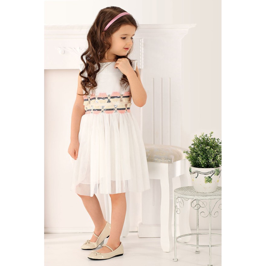 SUKIENKA WIZYTOWA STYL BOHO Z TIULEM