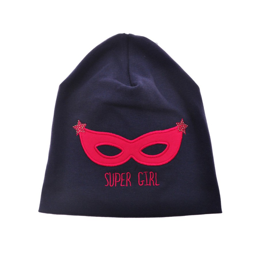 CZAPKA SUPER GIRL 3-10 lat kolor GRANATOWY WIOSNA JESIEŃ
