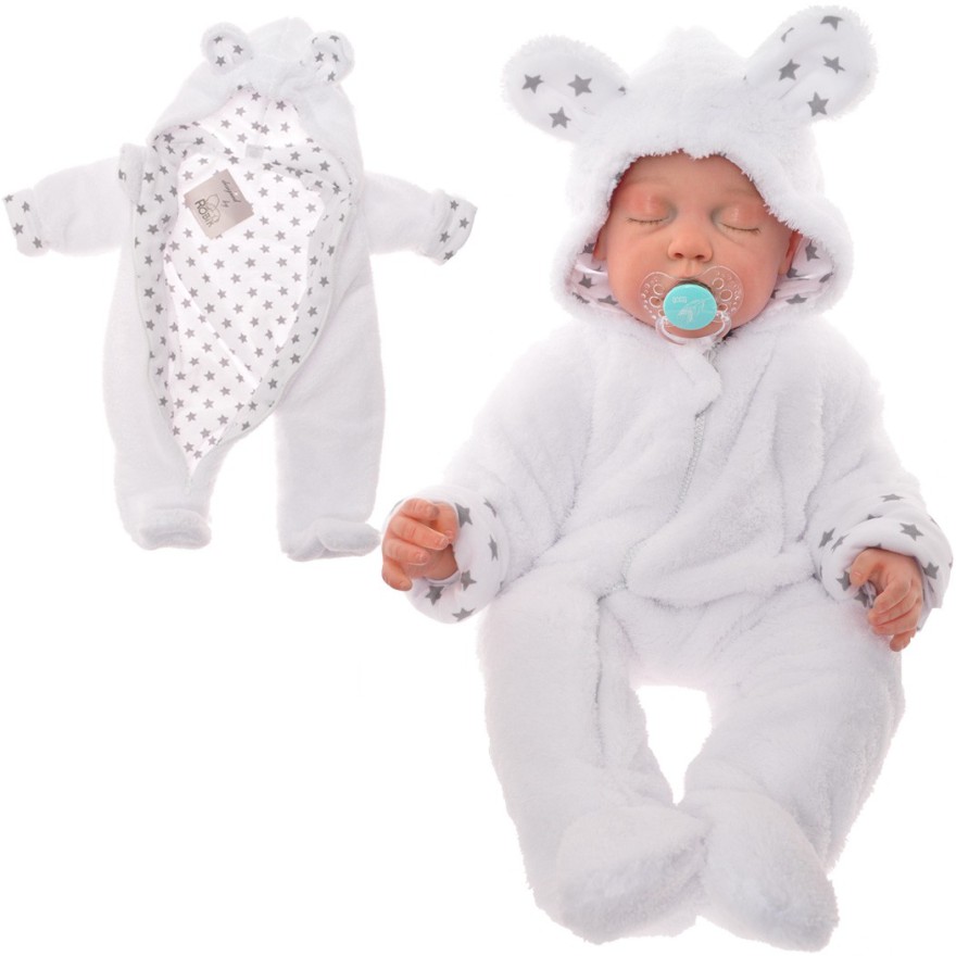 BIAŁY KOMBINEZON GWIAZDKI PAJAC DO SZPITALA WYPRAWKA 0-6M CHRZEST