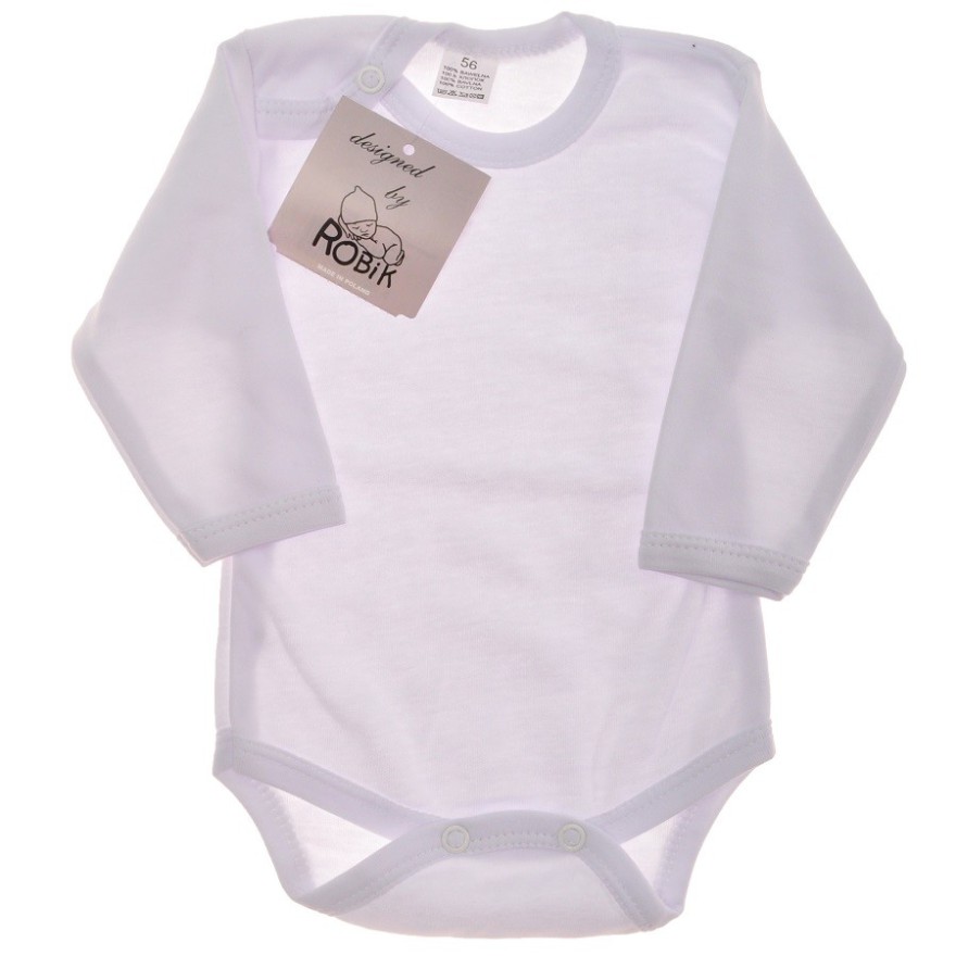 Białe BODY z długim rękawem