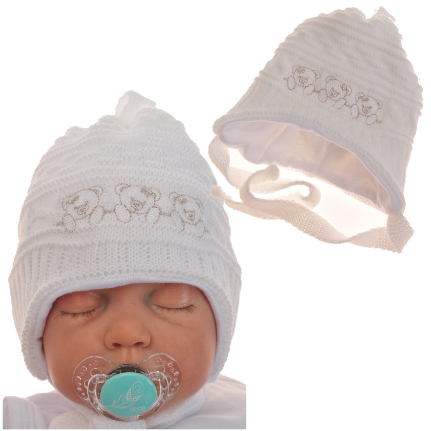 CZAPKA ZIMOWA MISIE BIAŁA ZIMA CHRZEST