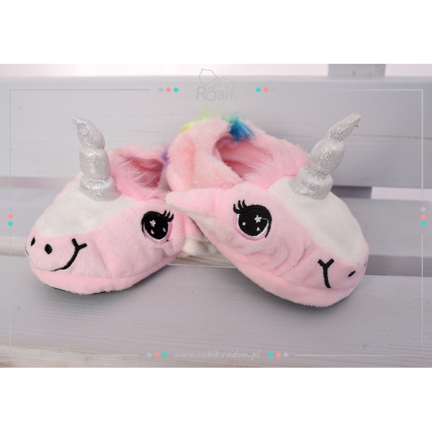 Kapcie JEDNOROŻEC ciepłe ciapy kolor Rózowy