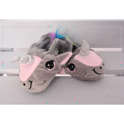 Kapcie JEDNOROŻEC ciepłe ciapy kolor Szary