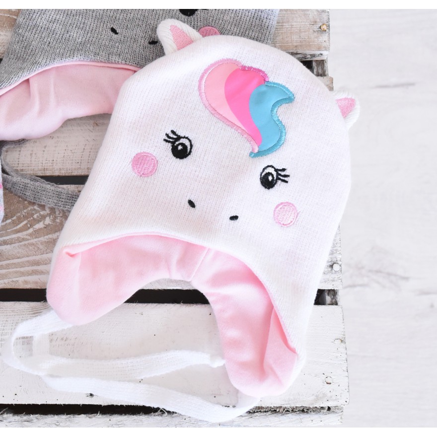 Czapka zimowa JEDNOROŻEC biały