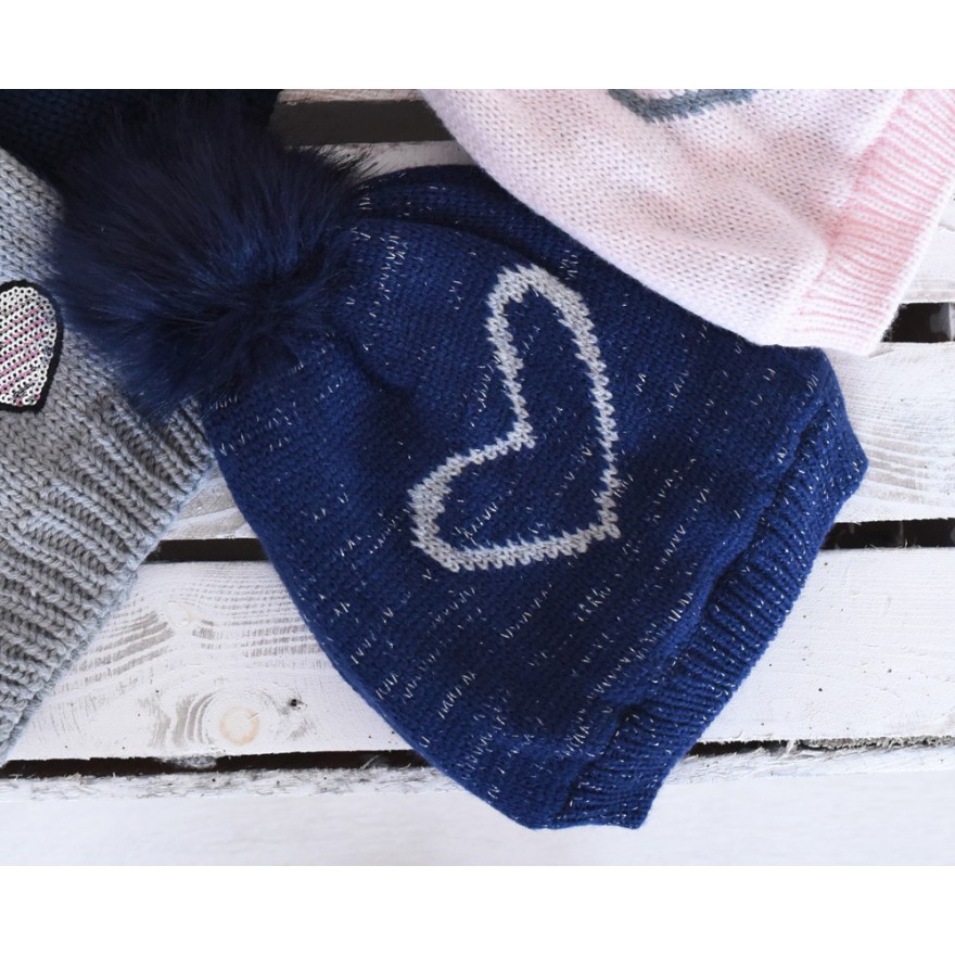 Czapka zimowa CUTE HEART GRANAT