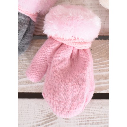 Zimowe rękawiczki na futerku róż