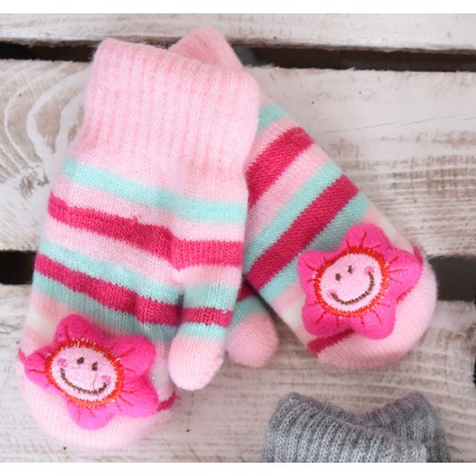 Zimowe rękawiczki z maskotką różowe gwiazdka