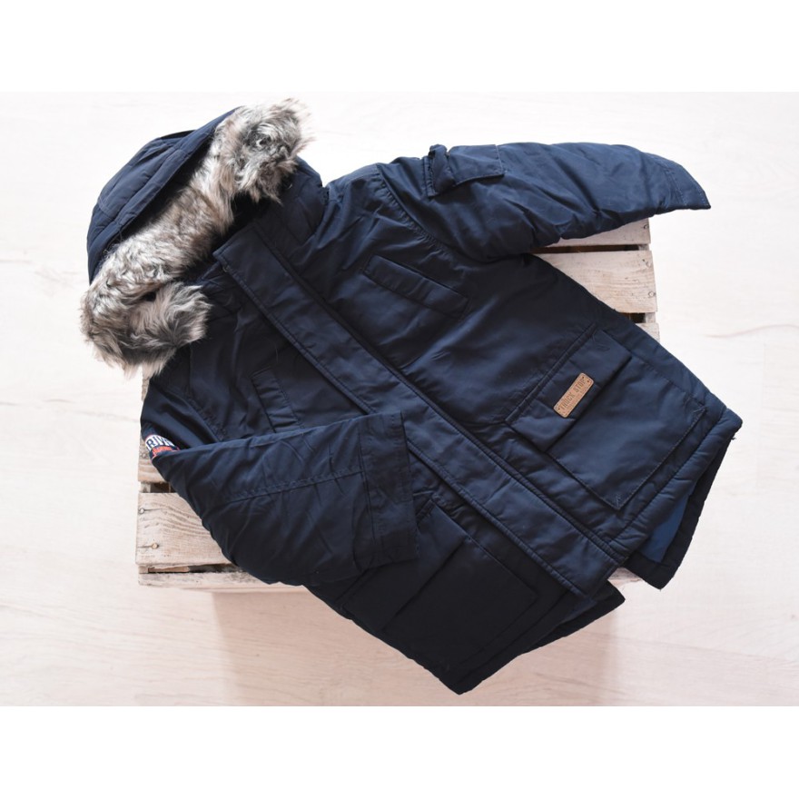 KURTKA PARKA ocieplana futrzany kaptur