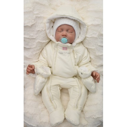 ZIMOWY KOMBINEZON ocieplany 2 suwaki kolor ecru