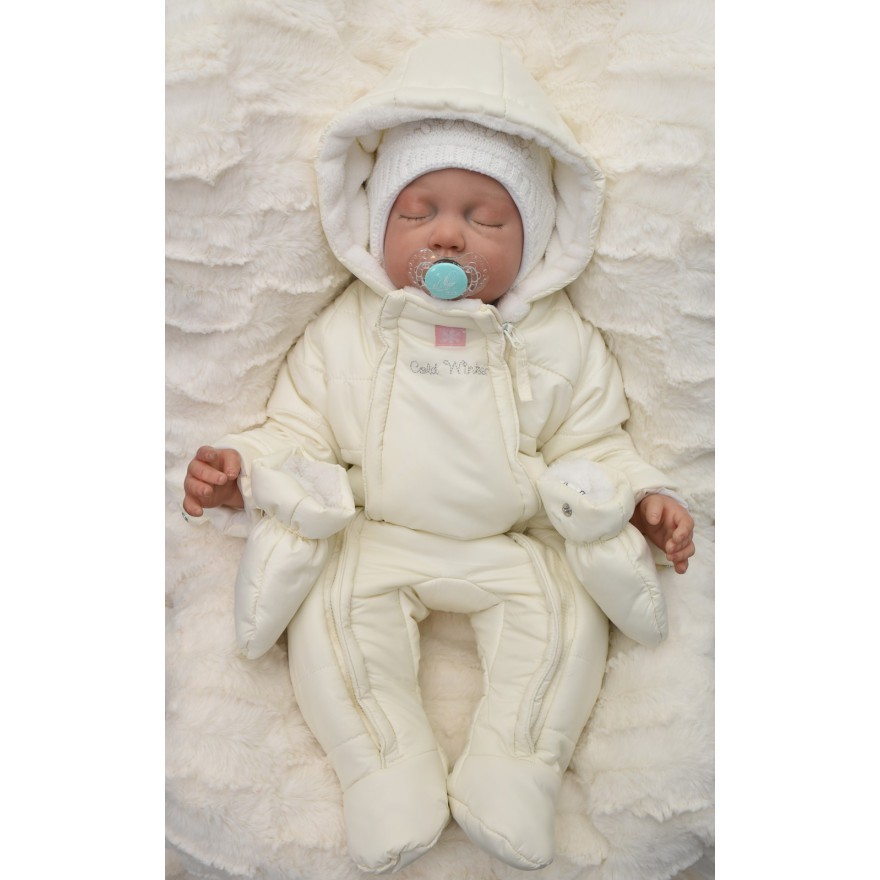 ZIMOWY KOMBINEZON ocieplany 2 suwaki kolor ecru