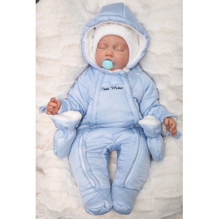 ZIMOWY KOMBINEZON ocieplany 2 suwaki kolor niebieski