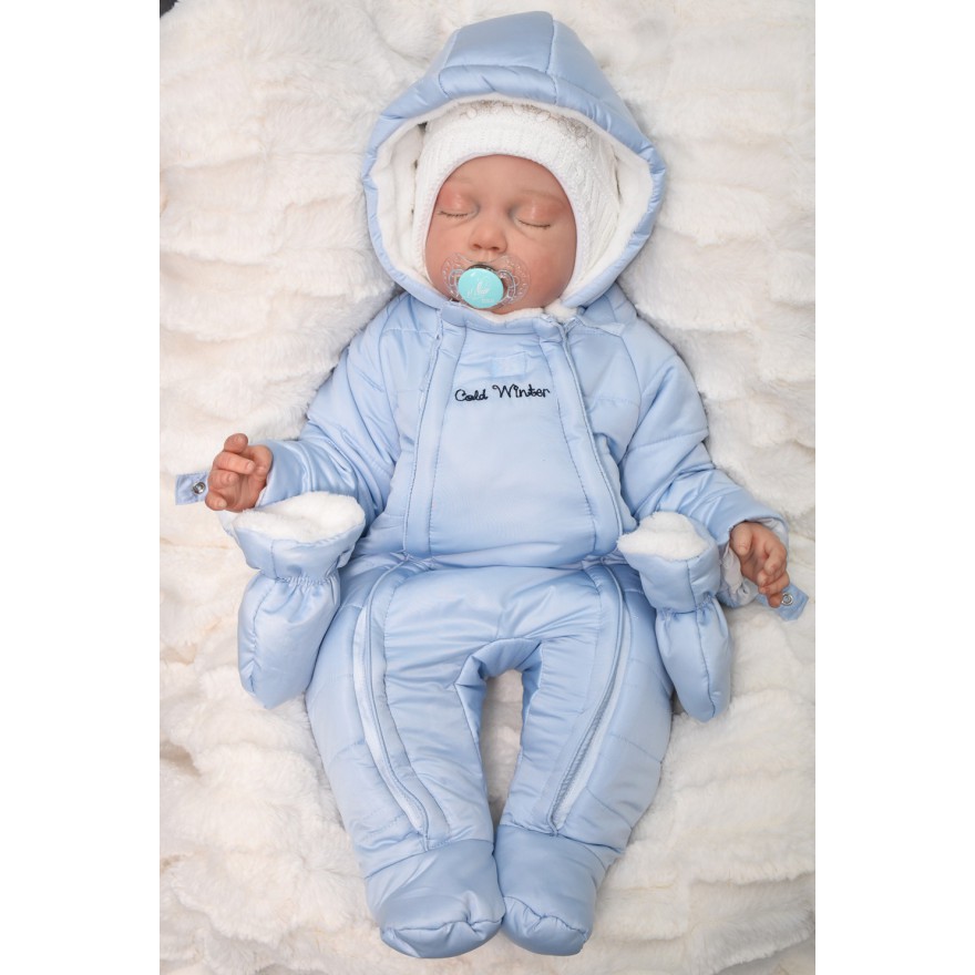 ZIMOWY KOMBINEZON ocieplany 2 suwaki kolor niebieski