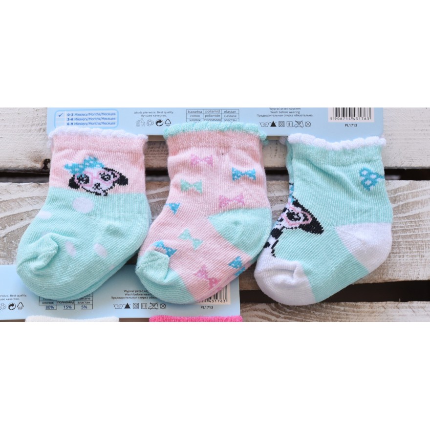 3 pary SKARPETKI bawełniane Girl wzór D2