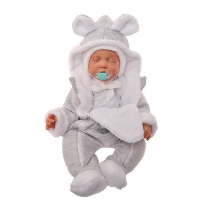 ZIMOWY KOMBINEZON na futerku kolor SZARY 2 suwaki