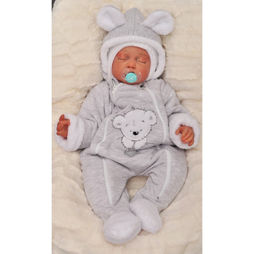 ZIMOWY KOMBINEZON na futerku kolor SZARY 2 suwaki