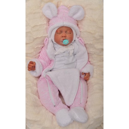 ZIMOWY KOMBINEZON na futerku kolor RÓZOWY 2 suwaki