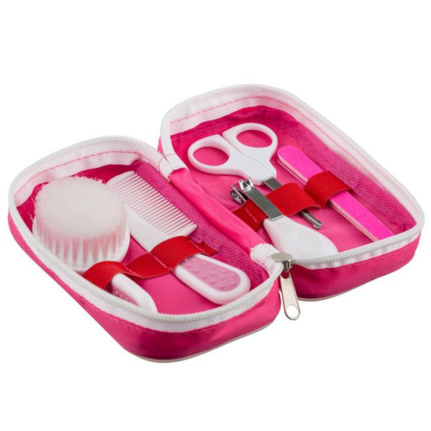 ZESTAW PIELĘGNACYJNY kosmetyczka SZCZOTKA NOŻYCZKI pink