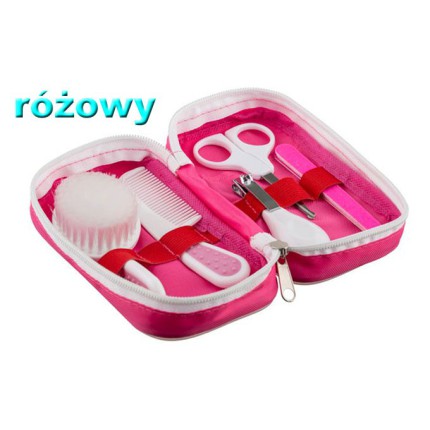 ZESTAW PIELĘGNACYJNY kosmetyczka SZCZOTKA NOŻYCZKI pink