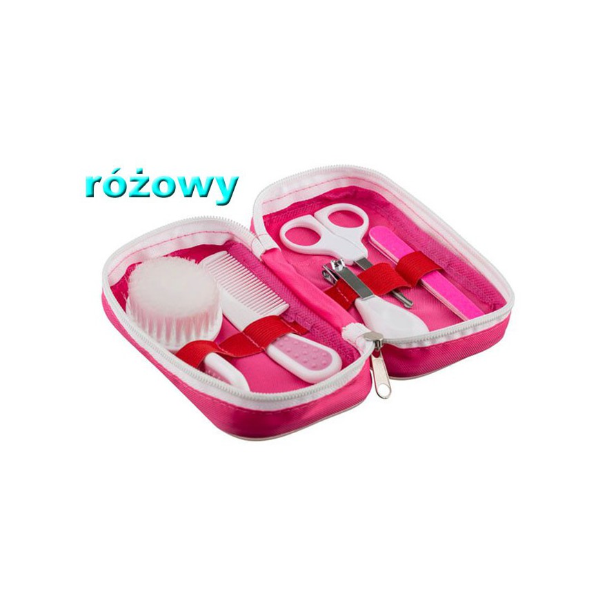 ZESTAW PIELĘGNACYJNY kosmetyczka SZCZOTKA NOŻYCZKI pink