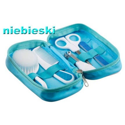 ZESTAW PIELĘGNACYJNY kosmetyczka SZCZOTKA NOŻYCZKI blue